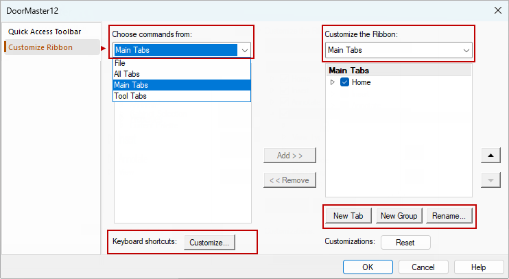 Ribbons Custom Dialog